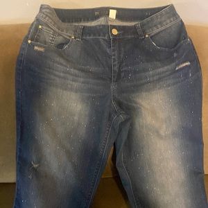 Chico’s Platinum Boyfriend Jeans with sparkly accents